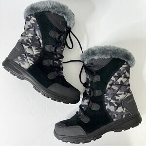 Columbia Ice Maiden II Black Camo Snow Boots Waterproof size 6